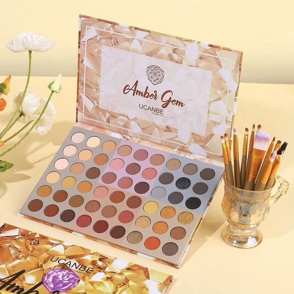 UCANBE Neutral Eyeshadow Makeup Palette + 15 PCS Eye Brushes Set - Picture 3 of 5